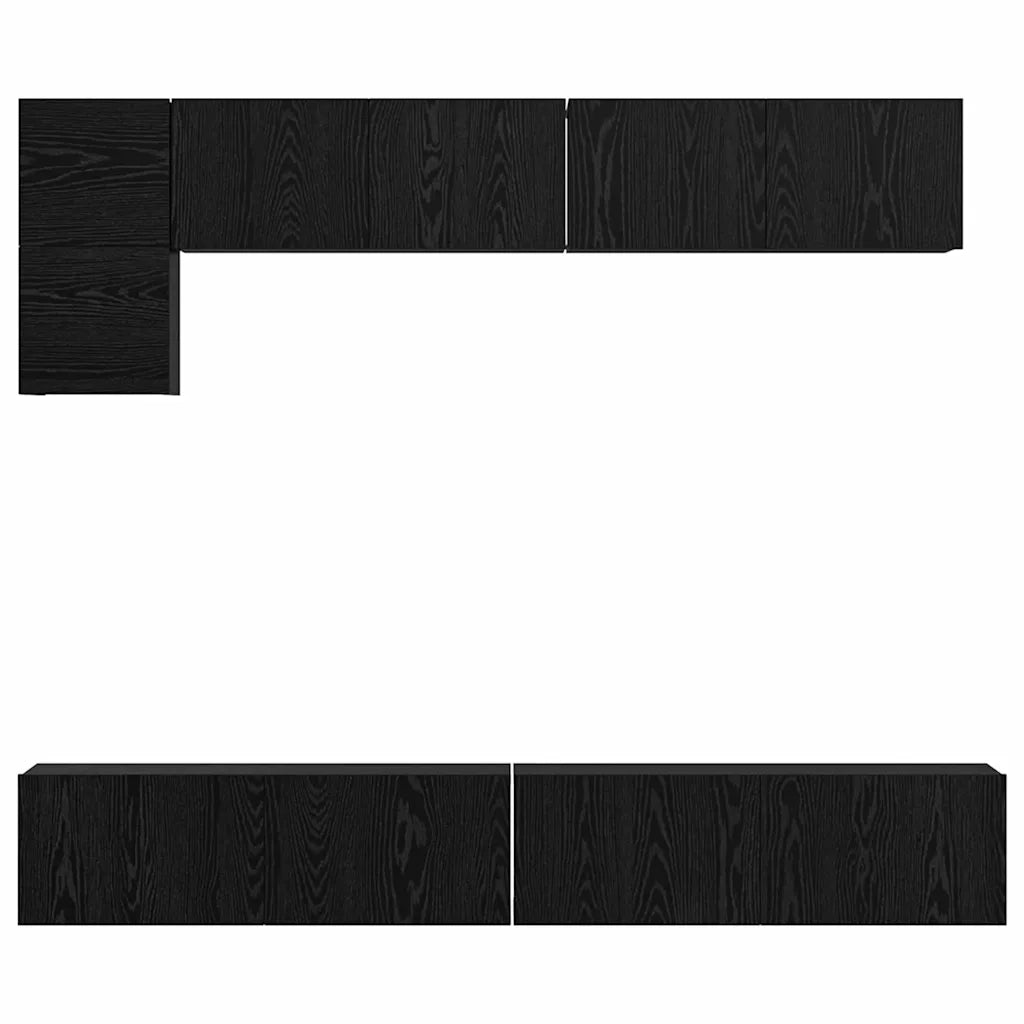 vidaXL Set mobile TV Montaggio a parete 5 pcs Rovere Nero