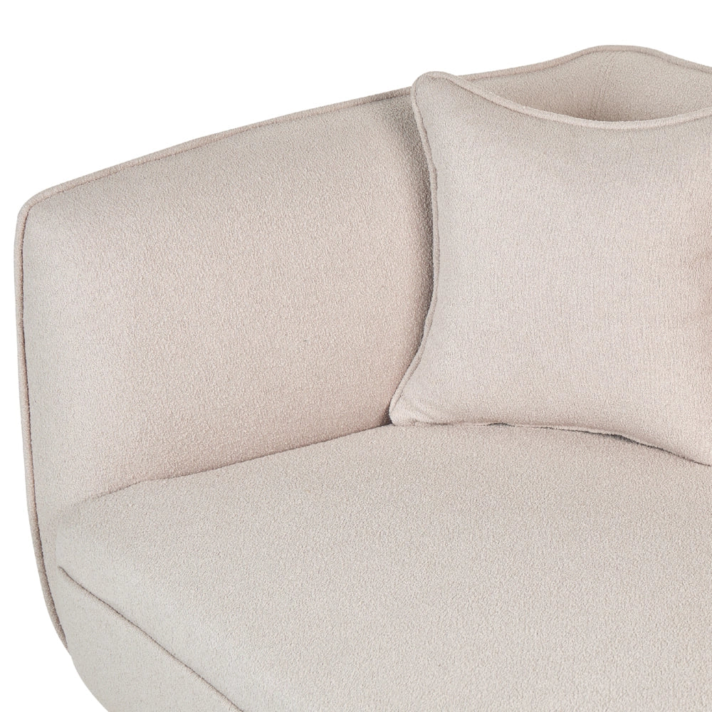 Chaise longue Sinistra in poliestere beige chiaro con cuscino e gambe metallo da salotto