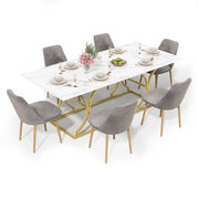 Tavolo Da Pranzo per 8 a 10 Persone con Gambe in Metallo e Piedini Regolabili in MDF 200 x 80 x 76 cm