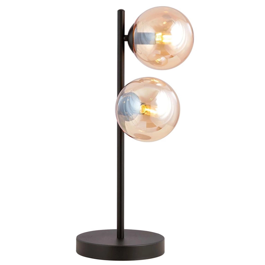 Lampade Da Scrivania Minimal Durga Acciaio Nero Ambra 2 Luci E14 Ip20