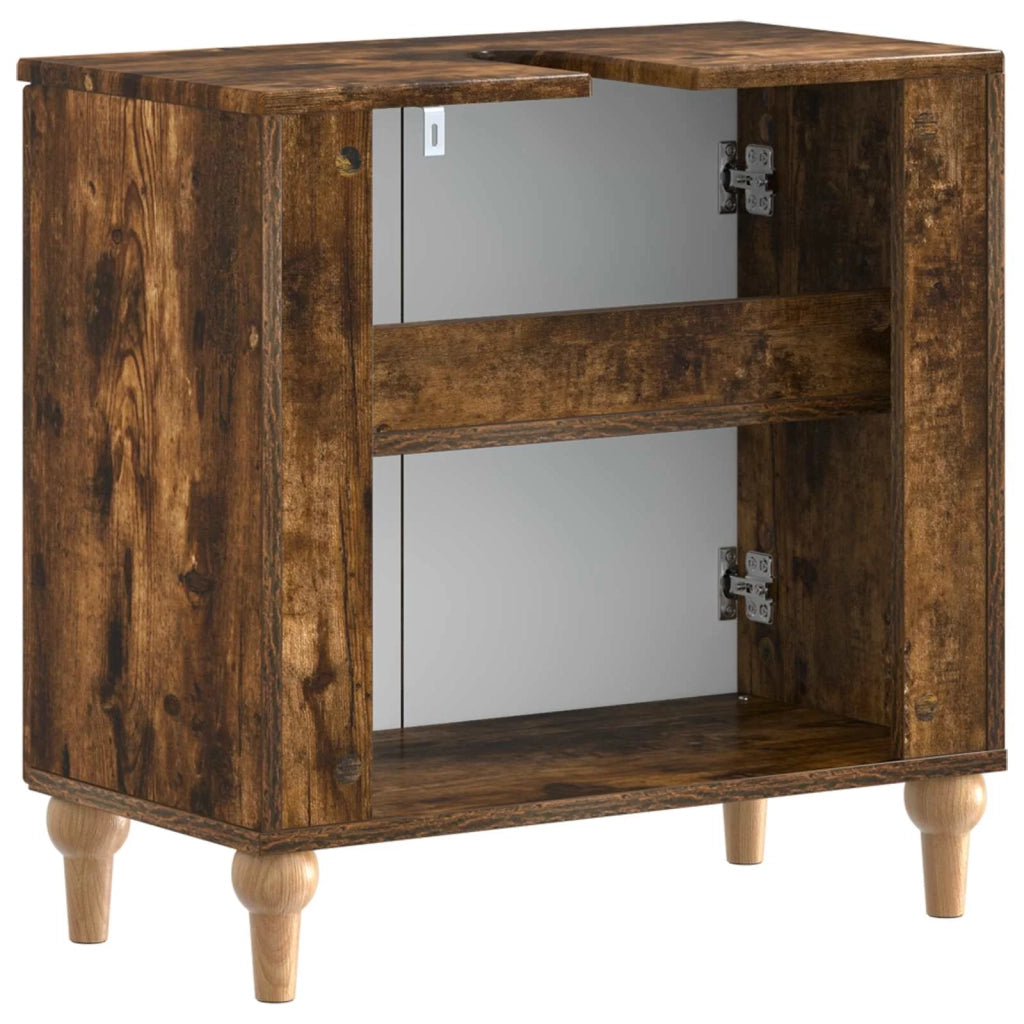 Armadio per Lavabo da Bagno ALKMAAR Rovere Fumo 896130