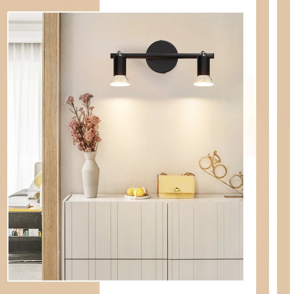 ZMH Faretto da soffitto neri 2 luci GU10 rotativi 330° anche parete per corridoi camere salotti