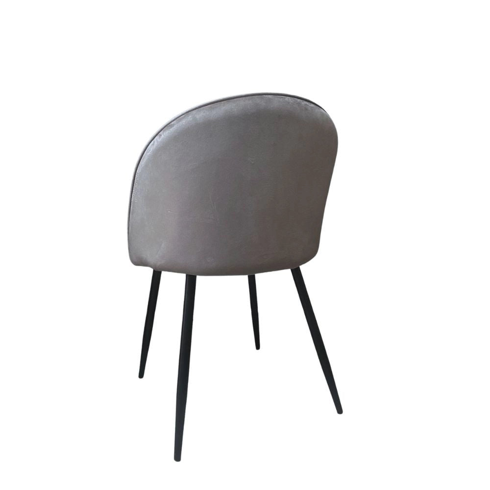 Set 4 Sedia velluto grigio e gambe in metallo nero Despina