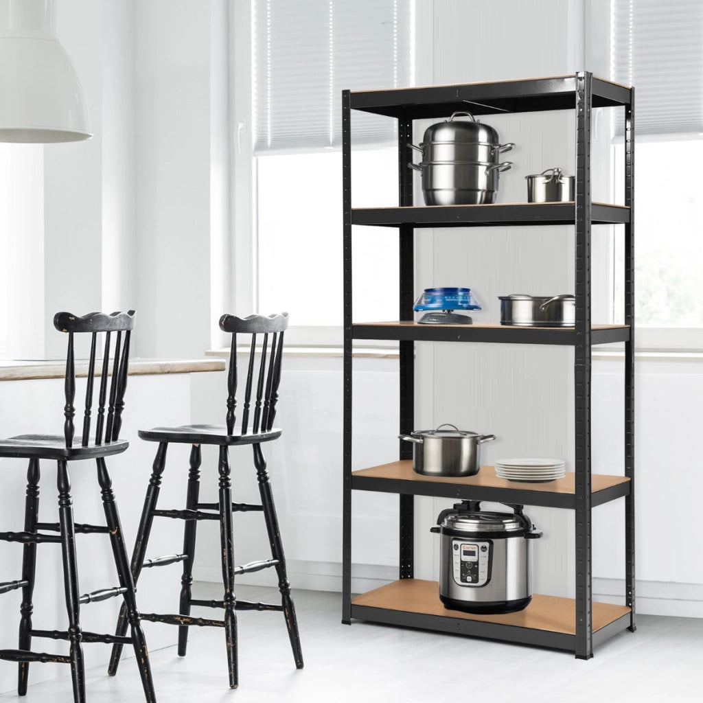 Scaffale con 5 livelli salva spazio-Organizer con struttura in acciaio resistente portata 875kg 40x90x180cm Nero