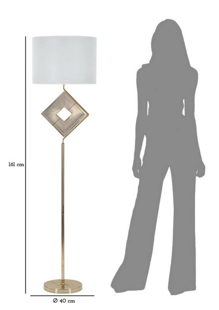 Lampada da terra Inchiostro, Luce da terra, Lampada da pavimento, Lampada a stelo, 40x40 h161 cm, Bianco e Oro