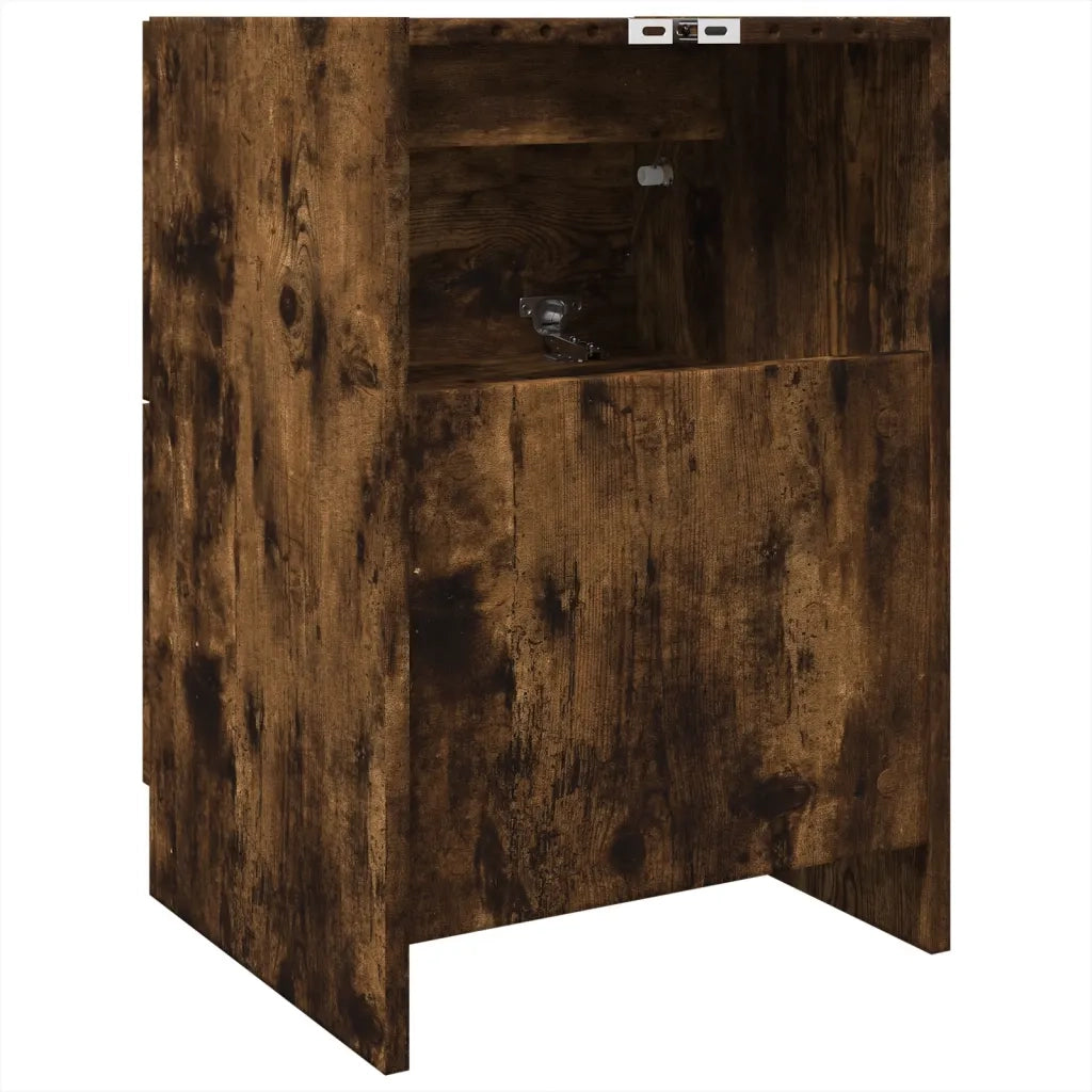 Mobile Lavabo-Armadietto da bagno Rovere Fumo 80x33x60 cm in Legno Multistrato 792820