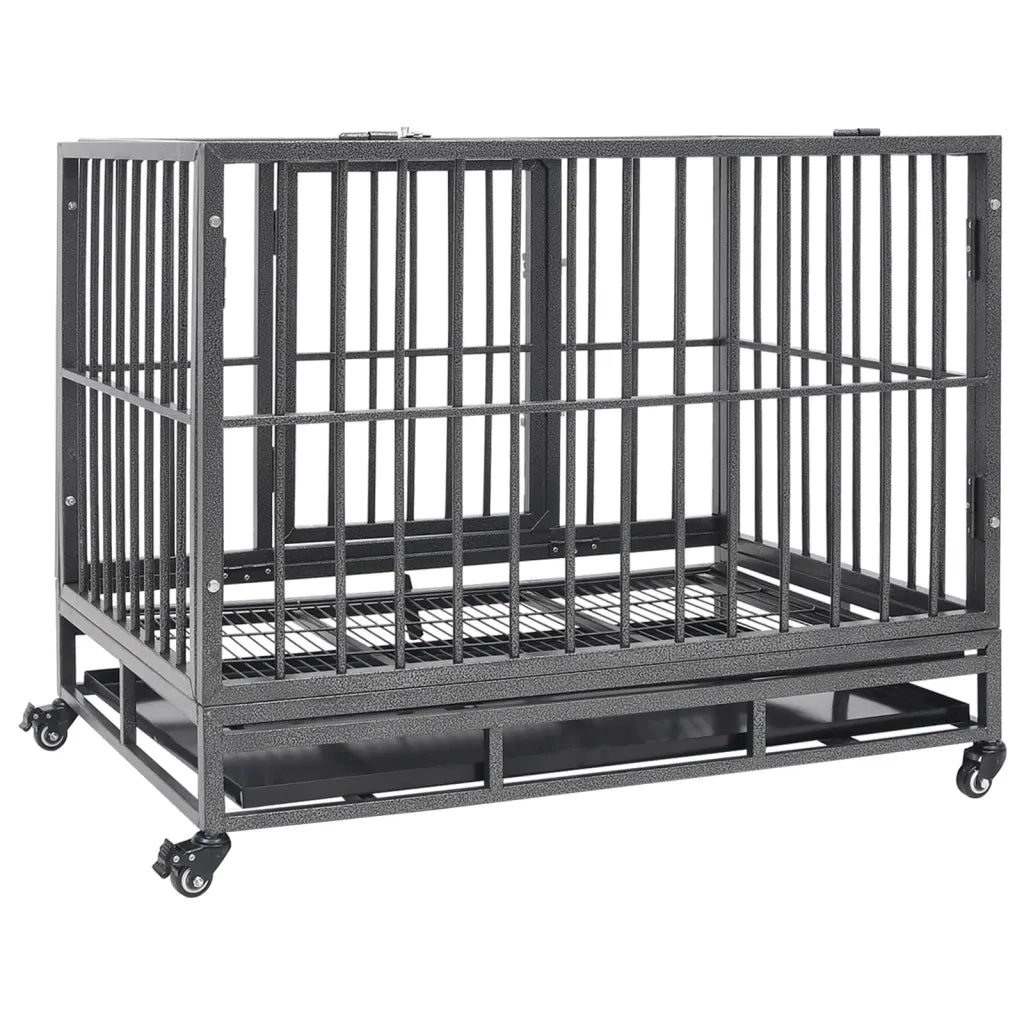 Gabbia per Cani con Ruote in Acciaio 102x72x85 cm 171492