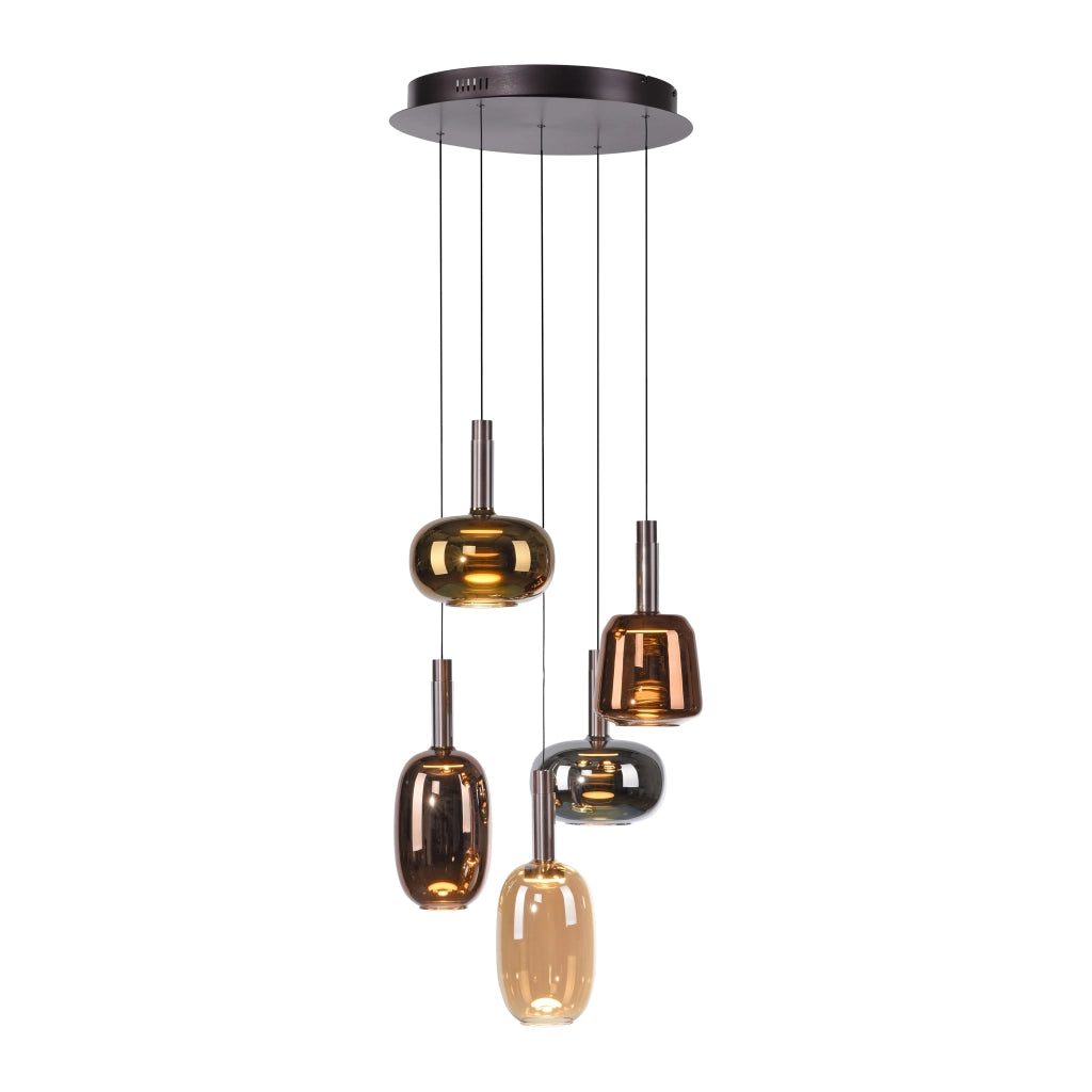 Lampadario rotondo Art Déco 5 luci LED Paul Neuhaus