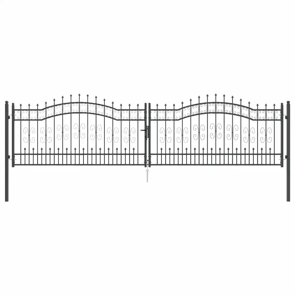 Cancello con Punta a Lancia KAMPEN 404 x 100 cm Acciaio Grigio