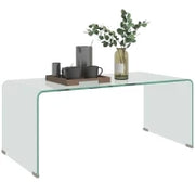Tavolino da Caffè in Vetro Tavolino da SaSet Rettangolare Design Moderno in Vetro Temperato con Bordi Arrotondati Sicuro Trasparente