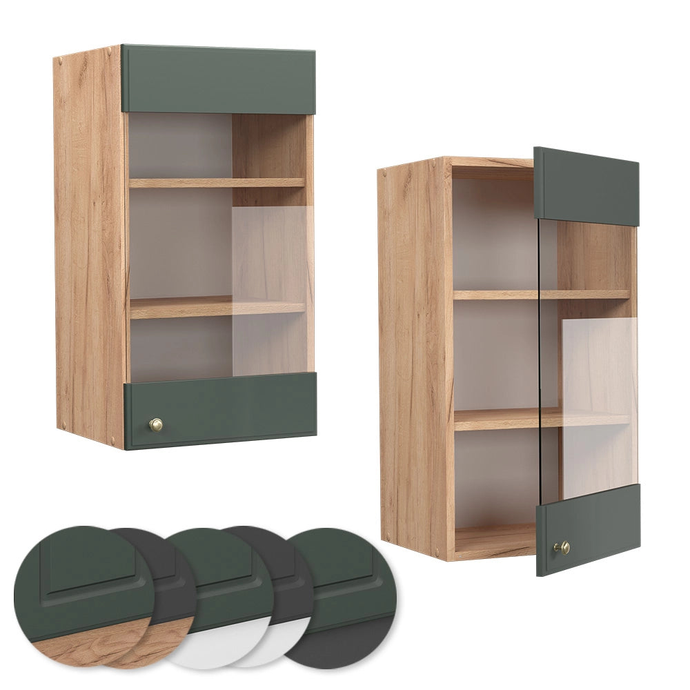 Vicco Mobile da cucina in vetro Verde-oro Country House 40 cm