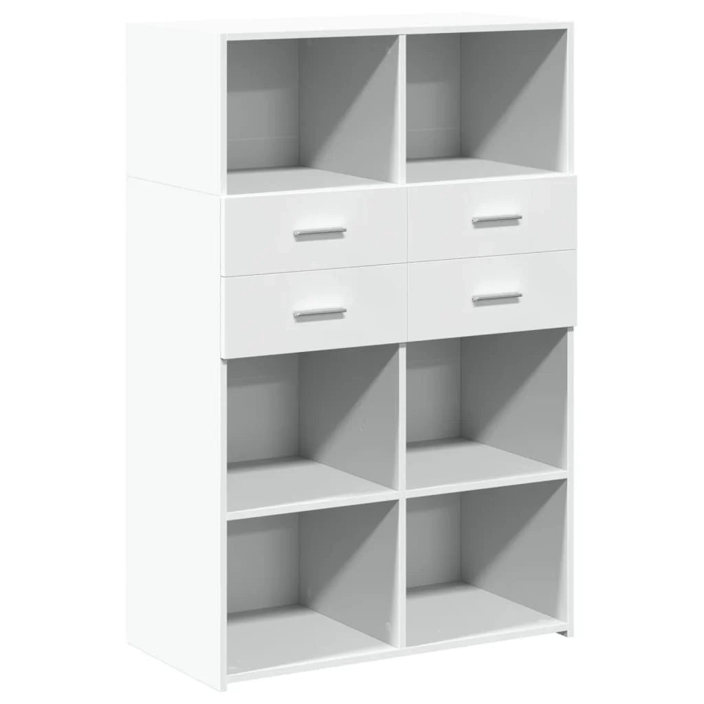 Buffet credenza cassettiera mobiletto mobile contenitore organizer cucina soggiorno salotto alto 80 x 42,5 x 124 cm legno ingegnerizzato bianco 02_0032773