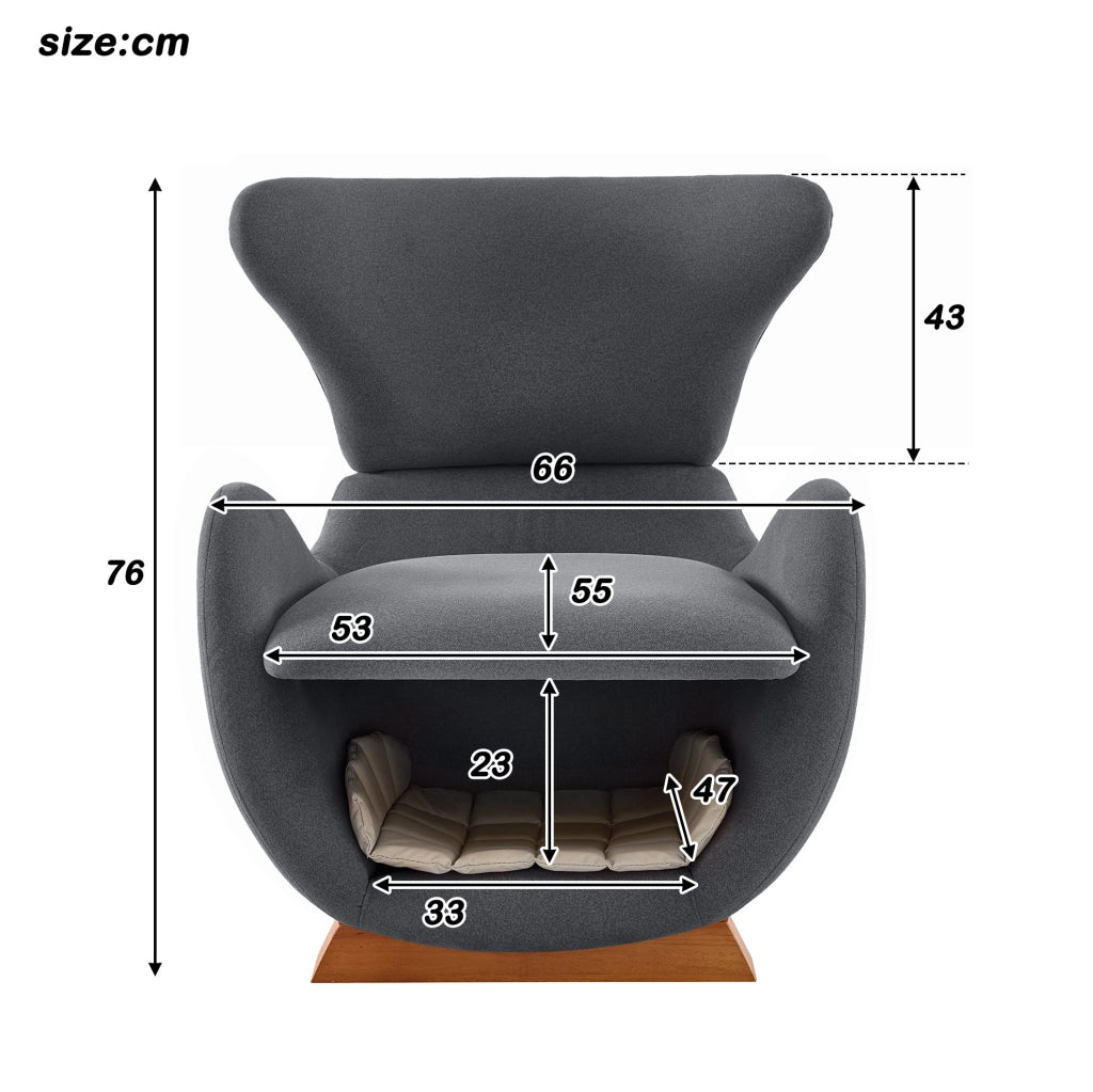 Poltrona lounge design in stile squalo balena con cuccia integrata; 66x69x76 cm; grigio
