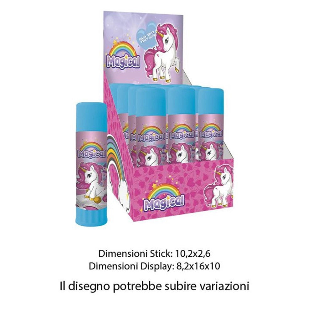 Trade Shop - Set 12 Pz Colla Stick Da 25gr Grafica Unicorno Per Scuola Regali Feste Bambine 738936 -