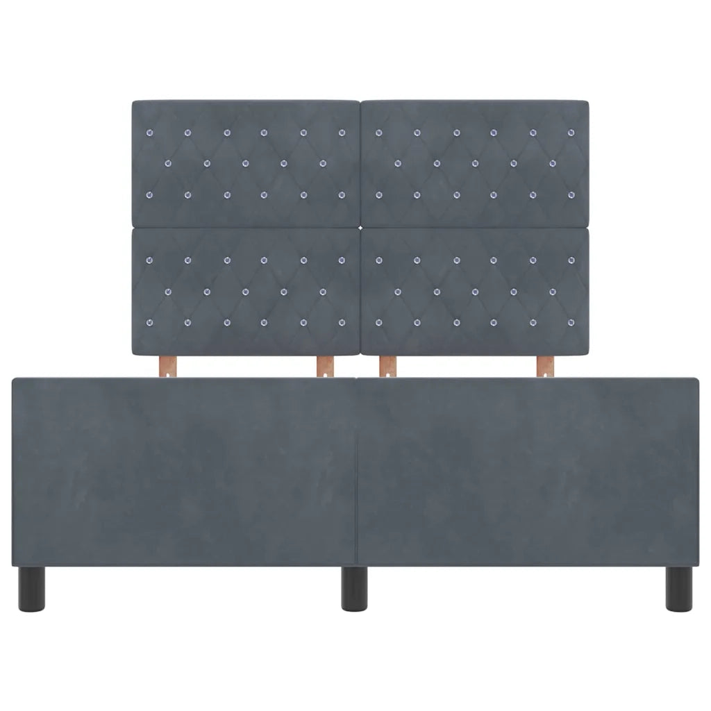 Letto a molle con testiera-Rete con Testiera Grigio scuro 160 x 200 cm Velluto