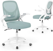 Sedia da scrivania ergonomica, sedia da ufficio girevole in rete con ruote, altezza regolabile e braccioli pieghevoli, seduta imbottita, supporto lombare, carico 150 kg (blu)