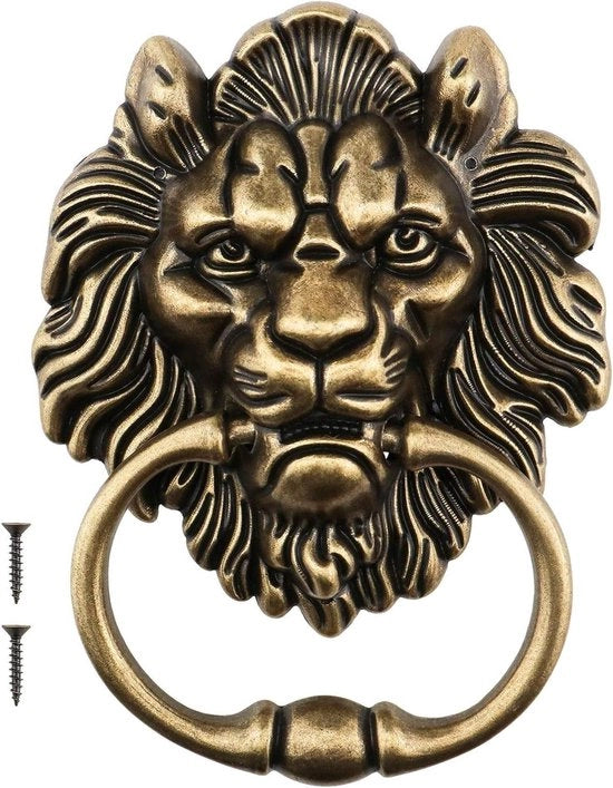 Knocker in Bronzo Liscio da Testa 15,8 cm - Decorativo Accessorio con Viti per Porte d'Entrata e Verande.