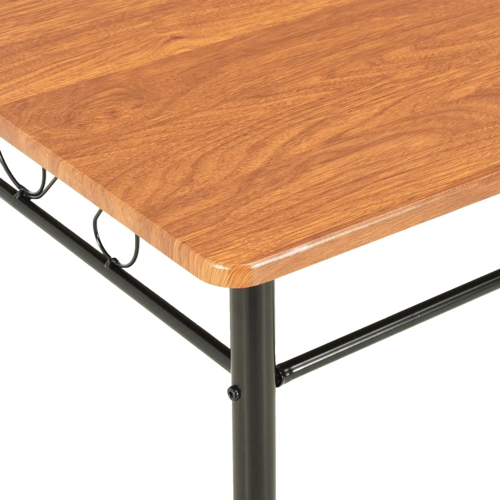 Set da Pranzo 7 pz in MDF e Acciaio Marrone 281401