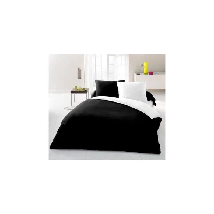 Completo Copripiumino per 2 persone - 220x240 cm - 100% Cotone - Bicolore Bianco e Nero