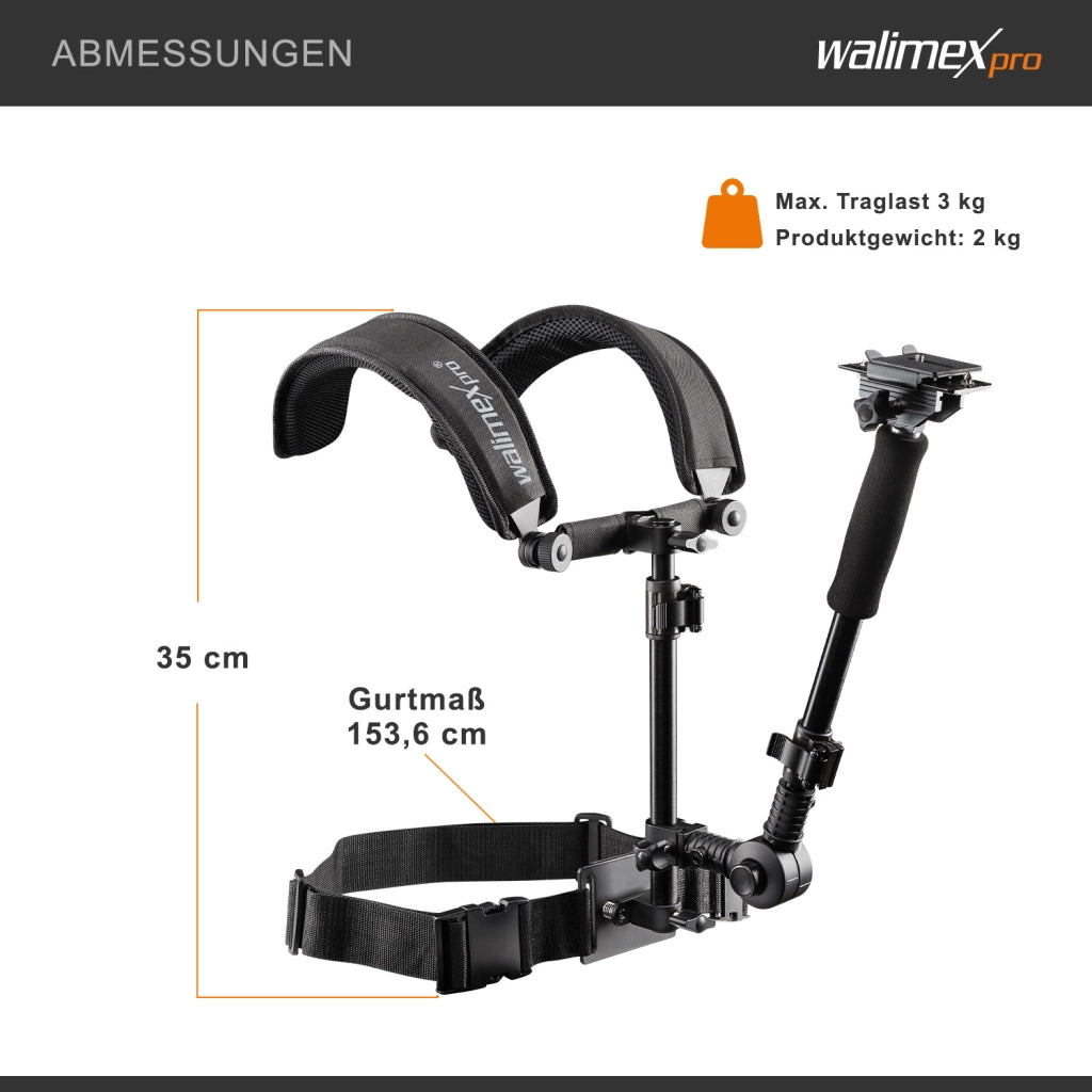 Treppiede a spalla video per fotocamera e videocamera, ergonomico, regolabile e confortevole, ideale per fotografie e riprese a lungo termine, con piastra a sgancio rapido e anello zoom