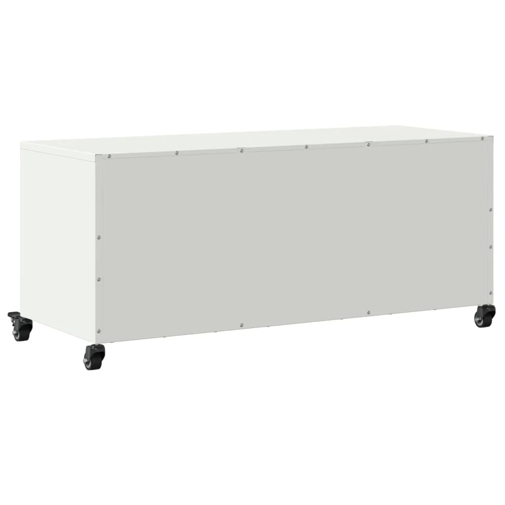 Mobile TV multimediale mensola TV credenza TV per sala da pranzo soggiorno camera da letto 100,5 x 39 x 43,5 cm acciaio bianco 02_0025537