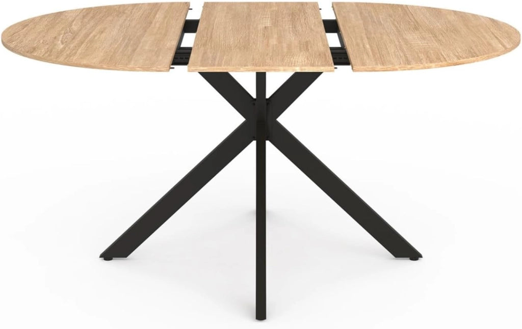 Tavolo da Pranzo Rotondo allungabile Alix 110-150 cm e 4 sedie Mila in Velluto Grigio Scuro