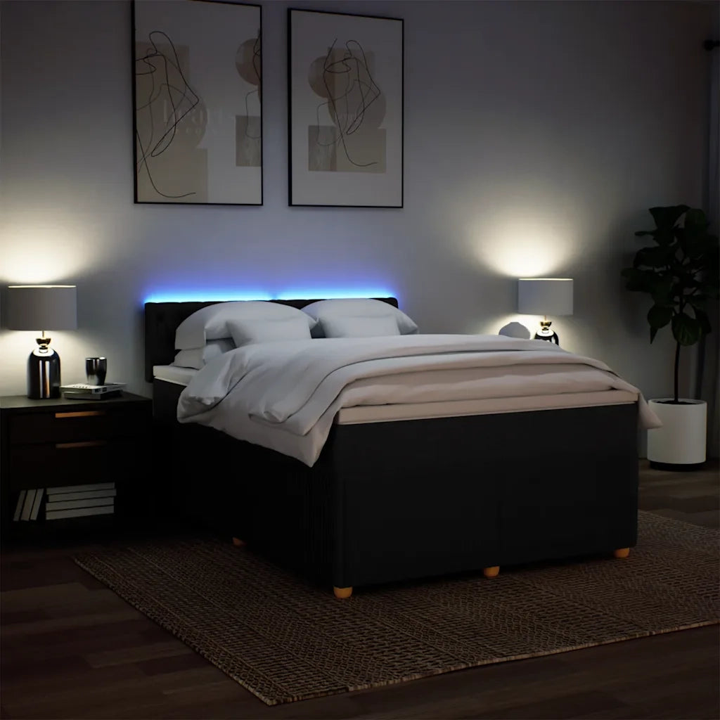 Giroletto a Molle con Materasso Nero 140x200 cm in Tessuto