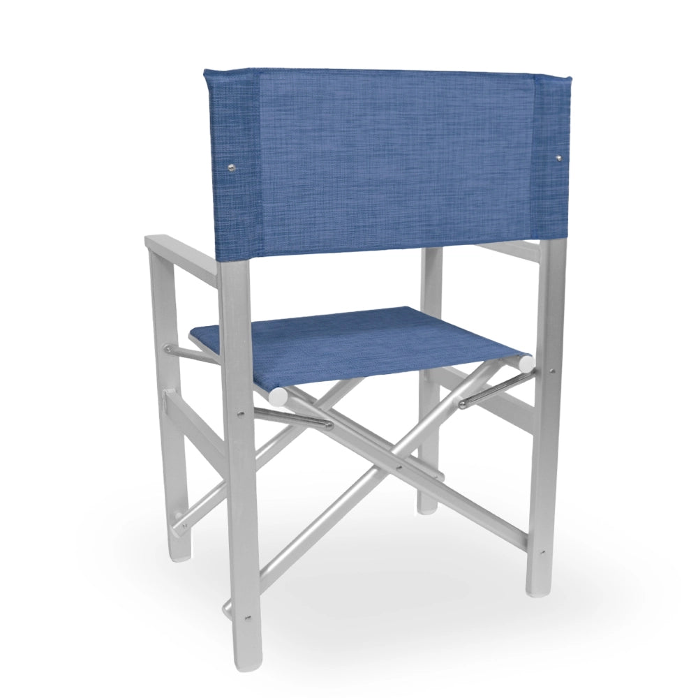 Sedia Regista Ketty in alluminio con seduta e schienale in textilene blu