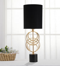 Lampada da Tavolo Circly Ø20x58,5 cm in Ferro PVC e Tessuto Oro e Nero