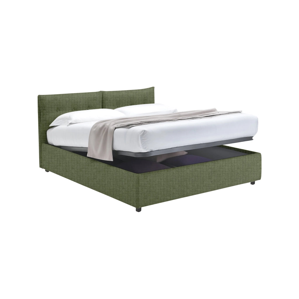 Leeds, Letto Piazza e Mezza Sfoderabile Made in Italy, Verde