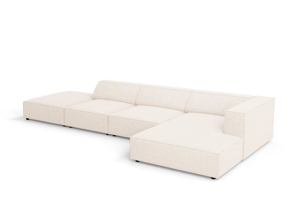 Cosmopolitan Design - Divano angolare destro "Arendal" 5 posti in ciniglia beige chiaro 