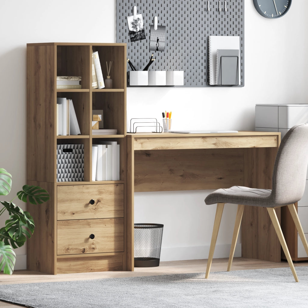 Scrivania con archiviazione Rovere artigianale Legno ingegnerizzato