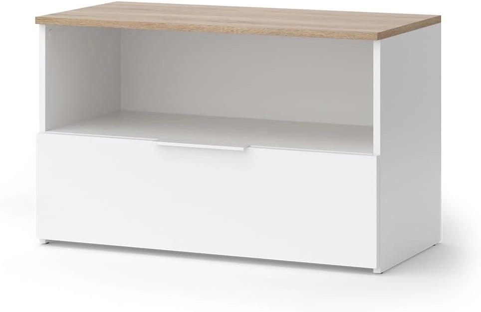 Credenza Wido, Bianco/Sonoma, 80 x 50 cm con 1 scomparto chiuso, adatto per la conservazione di oggetti domestici
