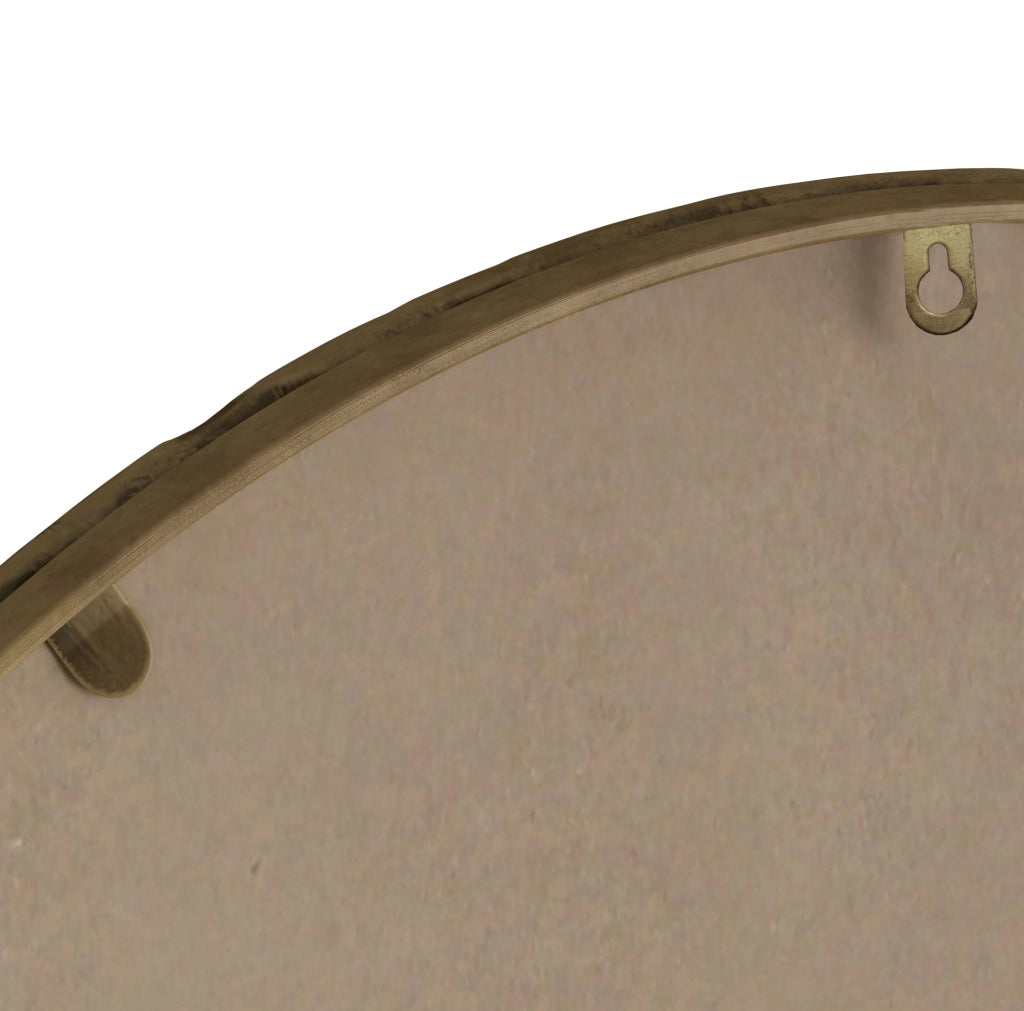 Specchio ovale da parete in vetro con cornice in ferro e supporto MDF; oro