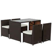 Set Giardino 5 Pezzi in Polyrattan ¨C zephmum ¨C Marrone+Khaki