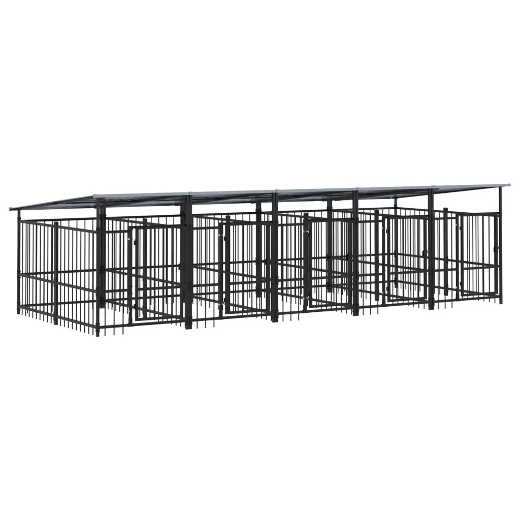 Gabbia per Cani da Esterno con Tetto in Acciaio 9,38 mÂ² cod mxl 42253