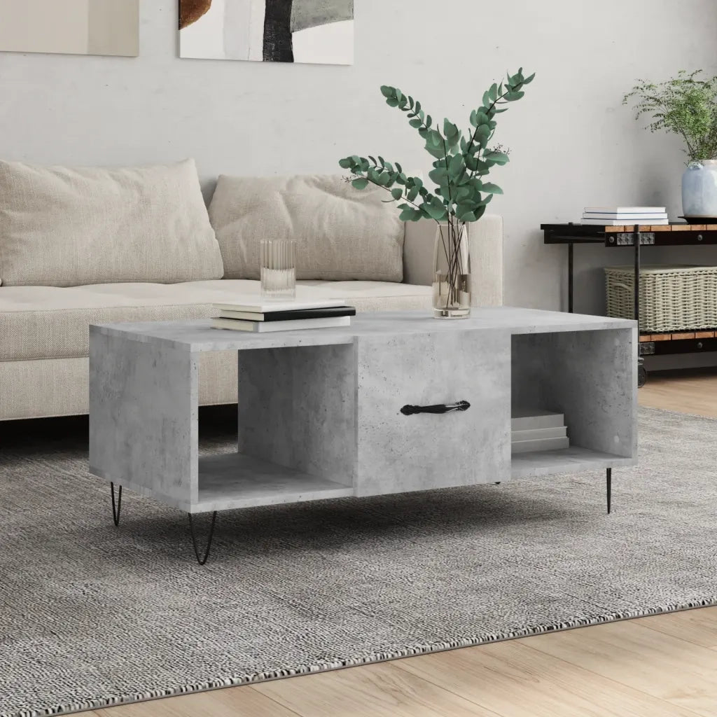 Tavolino salotto | Tavolino da caff¨¨ | Tavolino da Soggiorno Grigio Cemento 102x50x40 cm Legno Multistrato