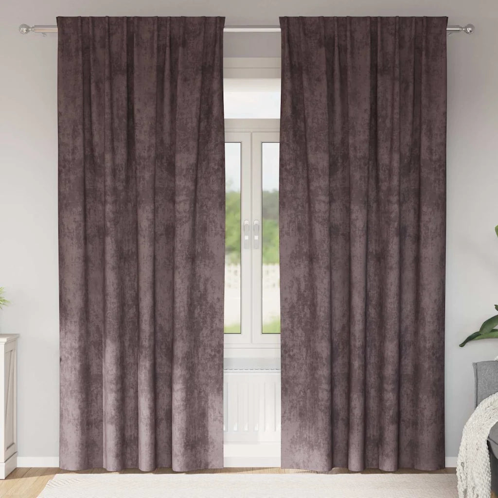 Tende in Velluto con tende 2 pcs Marrone 225 x 140 cm Velluto 4107695
