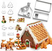 Set a forma di biscotto 18 pezzi - Forme a forma di biscotto 3D - Forme per decorazioni natalizie - Casa di peperoncino - Sicuro per i bambini - Acciaio inossidabile - Formine per biscotti