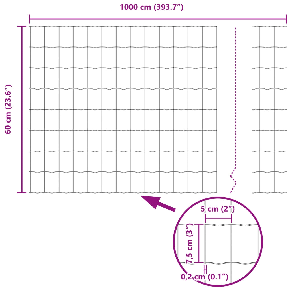 Recinto Euro 0.6x10 m Acciaio galvanizzato