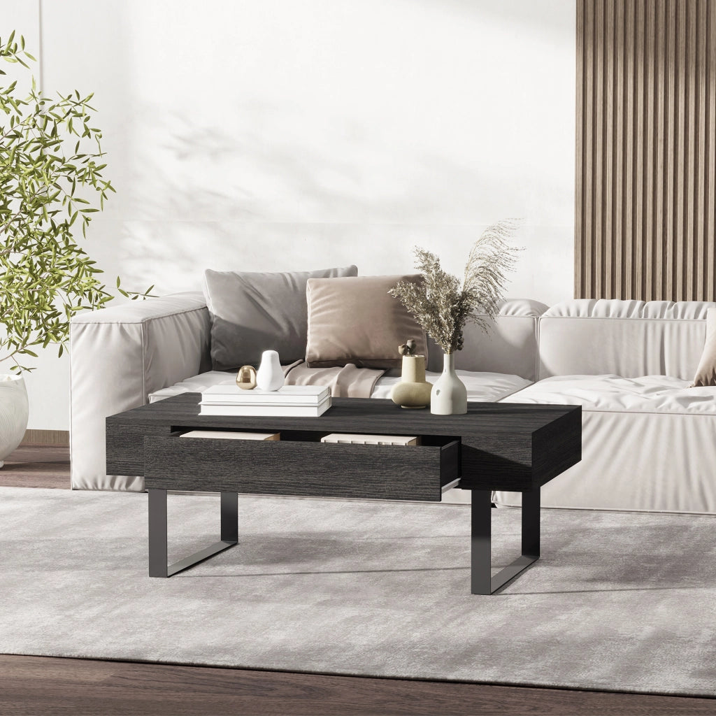 Tavolino da caff¨¨ con cassetto ¨C zephmum ¨C Grigio scuro 110x60x40 cm