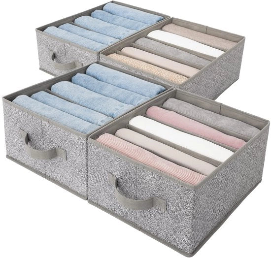Organizzatori per jeans, 4-pack per organizzare la biancheria, scatola di archiviazione per la stanza degli abiti, organizzatore pieghevole per la stanza degli abiti per camicie e maglie.