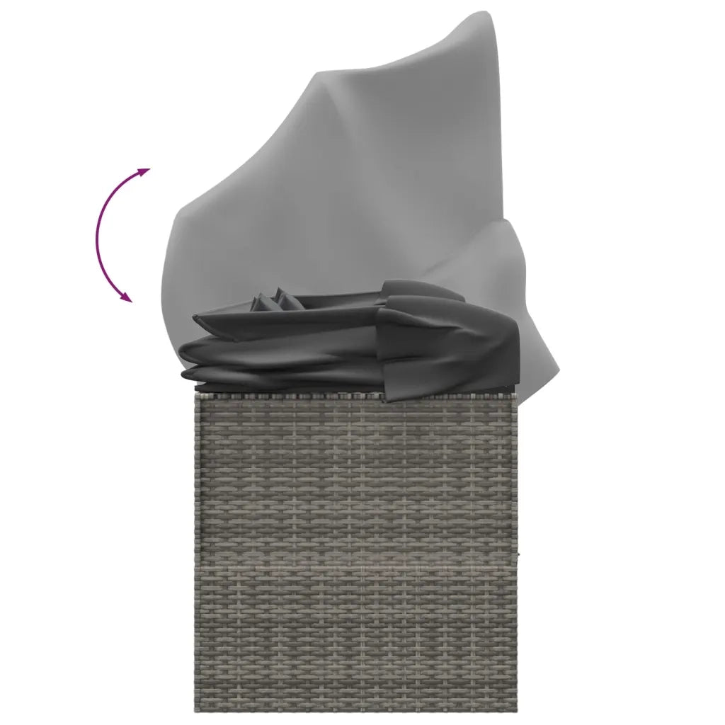 Lettino Prendisole Esterno Tetto e Cuscini Grigio Polyrattan 319568