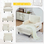 Poltrona Relax Con Tasche Laterali Seduta Extra Larga Schienale Avvolgente Piedi In Legno Massello in Ciniglia Beige