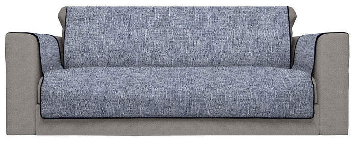 Copridivano con Copri Braccioli Seduta 60 cm in Poliestere Blu Scuro