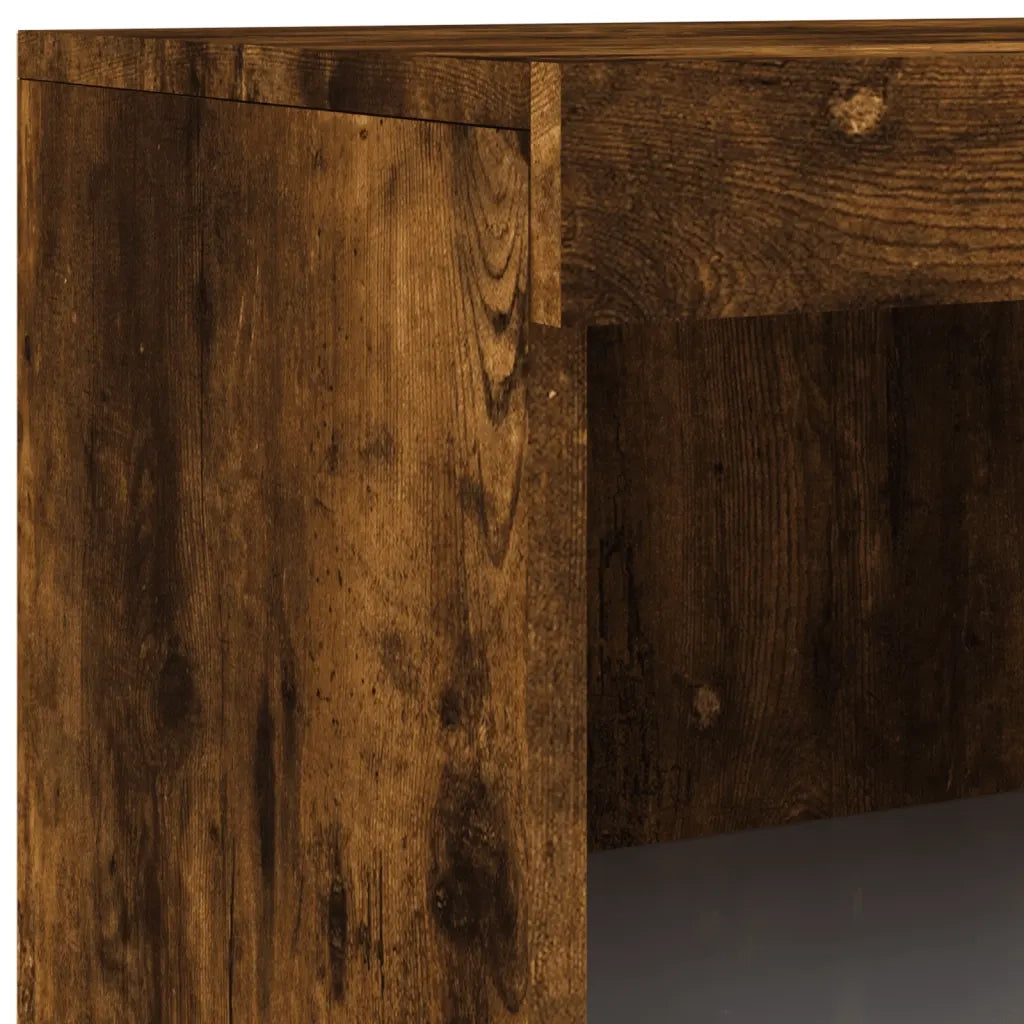 Credenza | Madia | Buffet da pranzo | Armadio da pranzo con Luci LED Rovere Fumo 60,5x37x100 cm