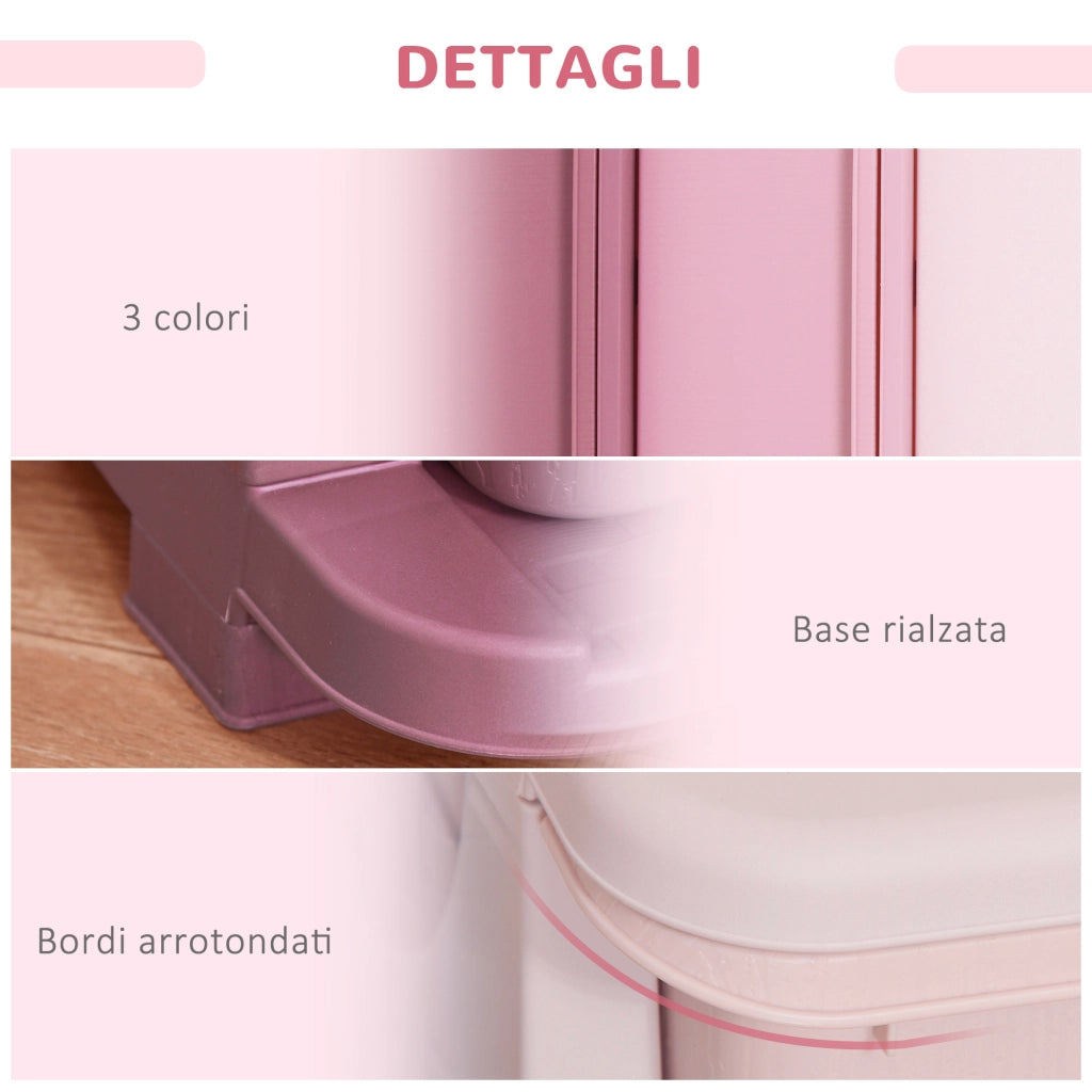 EasyComfort Cassettiera in Plastica Colorata per Cameretta con 3 Cassetti, Arredamento Casa e Asilo 37x37x56.5cm Rosa