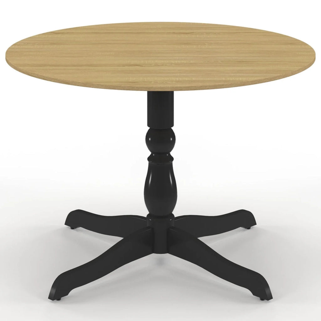 IDMarket - Tavolo da pranzo rotondo MARIE 4-6 persone in faggio e nero 110 cm