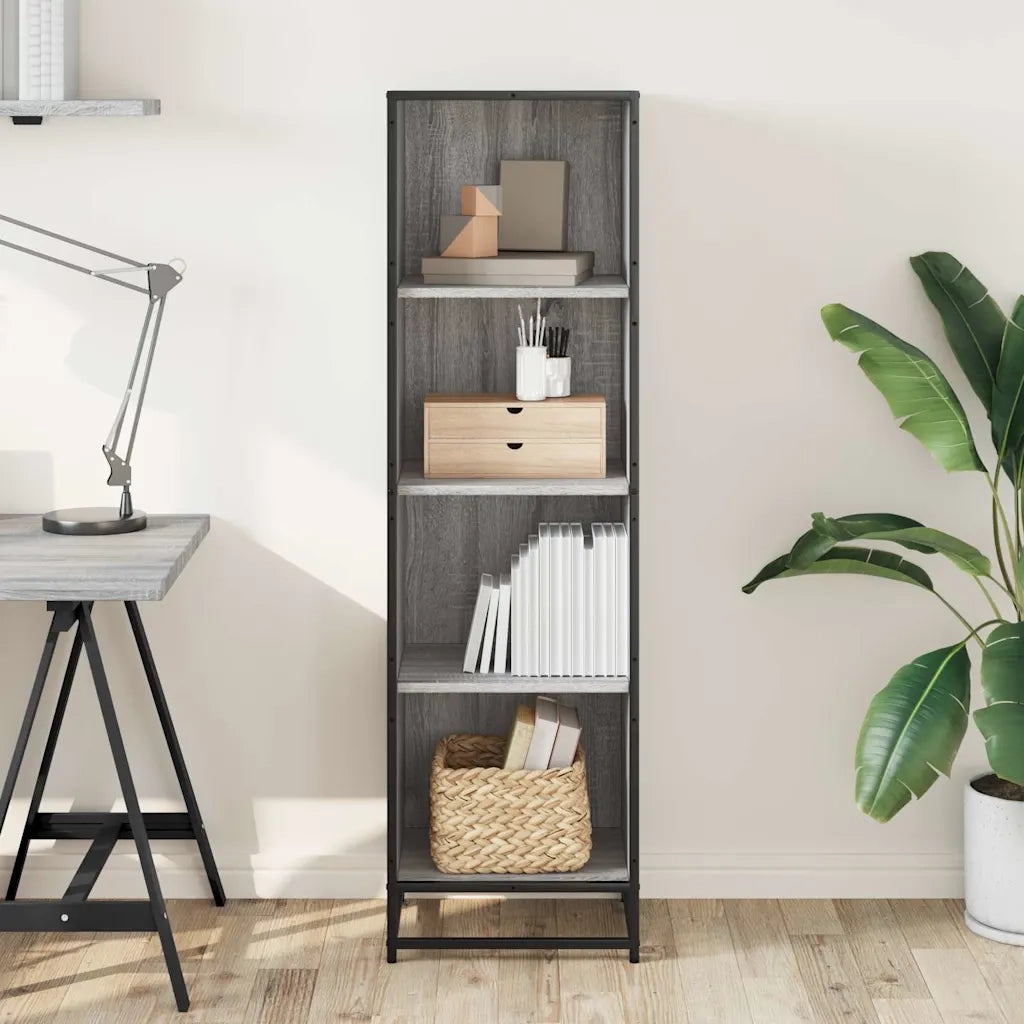 Libreria-Scaffale per Libri-Mobile di Stoccaggio Grigio Sonoma 40x35x139 cm in Legno Multistrato
