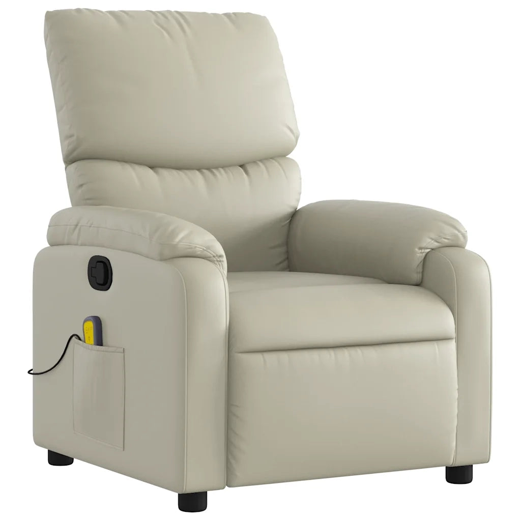 Divano Sedia-Poltrona reclinabile massaggiante in Similpelle Crema 884022